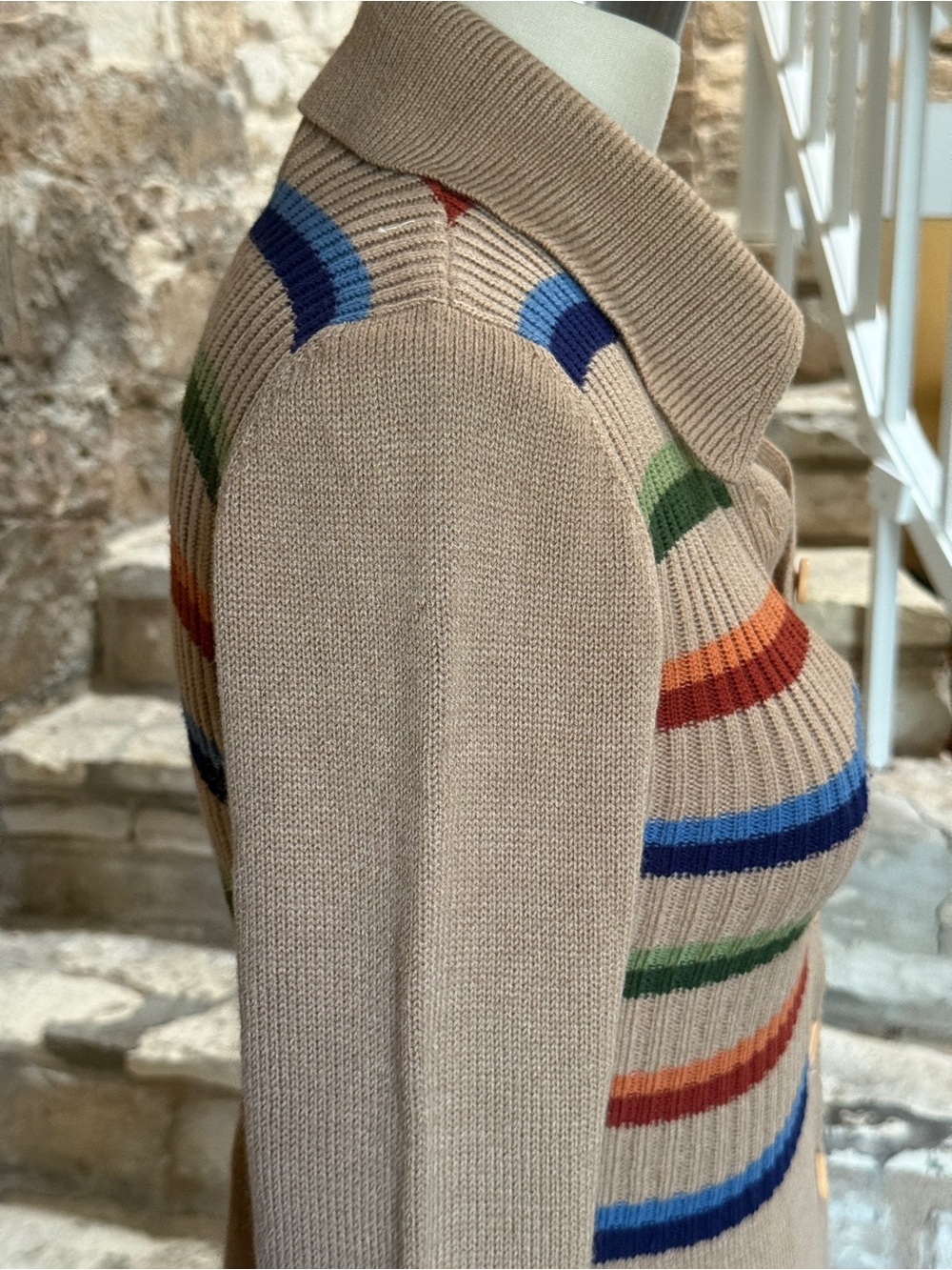 VTG 60s 70s International Boutique Mod Striped Sweater Dress HK Size 11 S - Picture 4 of 7